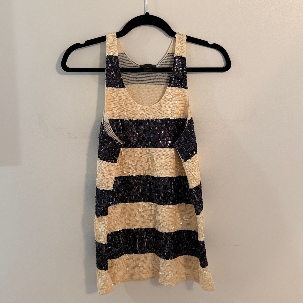 J. Crew Black and Gold Sequin Tank Top